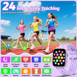 meoonley Kids Watch with 140 Sports Modes, 1.5" Kids Fitness Tracker, Girls Smart Watch, No APP/Phone Required, Sleep Monitor, Heart Rate, Puzzle Games, IP68 Waterproof,Gifts for Girls Teens Aged 6-15
