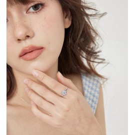 Niaspi Dainty CZ Snowflake Ring for Women Girls 925 Sterling Silver Minimalist Small Cute Christmas Snowflake Open Band Ring CZ Winter Sparkle Blue Birthstone Xmas Statement Jewelry Gifts