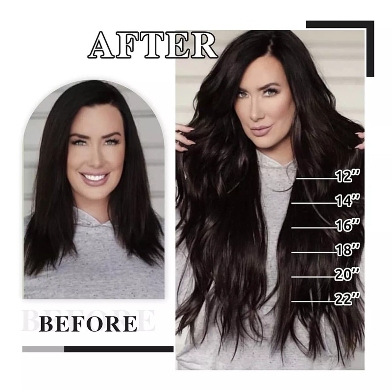 Easyouth Extensiones Cabello Real 70gr 14in Marrón Oscuro