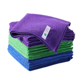 GREEN POMELO Microfiber Cleaning Cloths, 12 Pack 300gsm Cleaning Rags, Reusable & Washable Microfiber Towel, Lint-Free, Absorbent Wash Cloths for Kitchen, Bathroom, Window, Car, 16"x16"