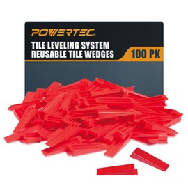 POWERTEC Tile Leveling System Reusable Tile Wedges 100 Pack for Floor and Wall Tile Installation, Tile Installation Kit for 1/8" and 1/16" Tile Spacers (71897)