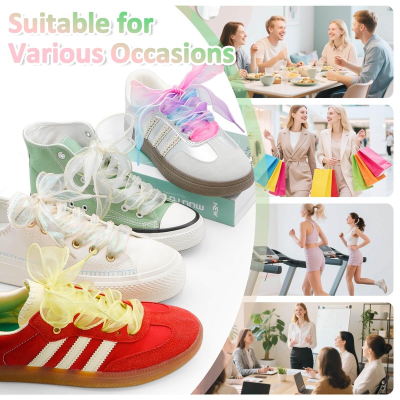 WEGOODZF Flat Sheer Shoe Laces: 2 Pairs 4CM Wide Fashion