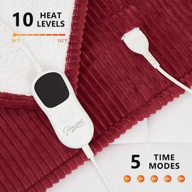 Homemate Electric Blanket Full Size- 72"x84" Heated Blanket Full Size 1/2/4/6/8 Hours Auto-Off 10 Heat Levels Over-Heat Protection Soft Flannel Sherpa Full Size ETL Certification