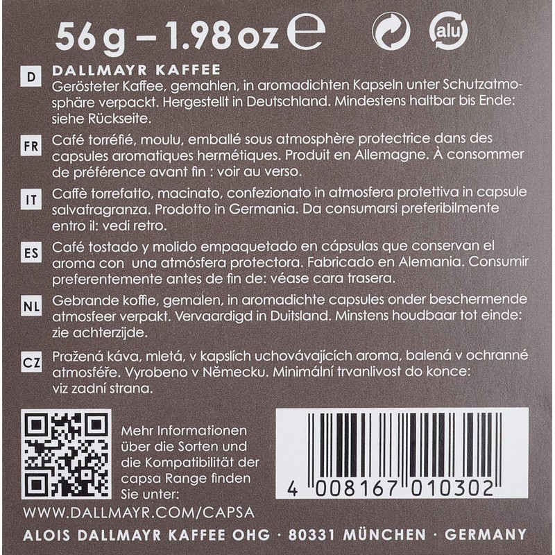 Dallmayr Capsa Espresso Ristretto, 56 g