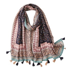 FAIRYGATE XXL Scarf Women's Small Floral Pattern Head Wrap Cute Patterned Style Large Scarf Gift for Her 15227, 90 x 180 cm, multicoloured