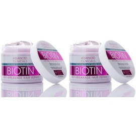 Advanced Clinicals Biotin Hair Treatment Anti-Breakage Repair Hair Mask. Strengthen Broken, Color-Treated Hair W/Repairing Deep Conditioner Manuka Honey & Caffeine To Restore Weak Hair, (Pack Of 2)