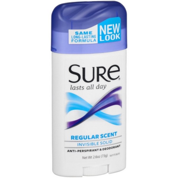 Sure Deodorant 2.6 Ounce Invisible Solid Regular (76ml) (3 Pack)