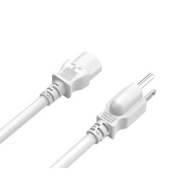 CableLeader 4ft 14 AWG Universal Power Cord IEC320 C13 to NEMA 5-15P, Extension Power Cord, Compatible with Computers, Monitors, Printers & TVs, White, Pack of 1