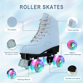jessie Roller Skates for Women, Frosted Toddler Roller Skates Adjustable Holographic Women Roller Skates Girls Roller Skates Adults for Indoor Outdoor (Women's 5.5/ Men's 4)