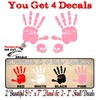 2 Handprint 7" Pink Solid Color Decals with 2 Matching