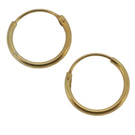 Touch Jewellery 925 12mm x 1.2mm Sterling Silver Hoop Earrings with Gold Plate