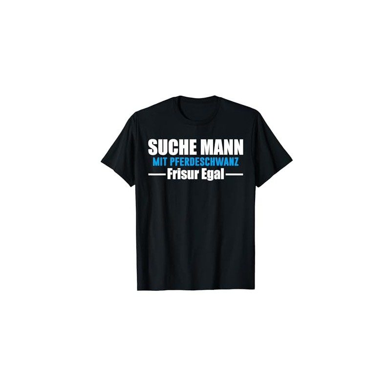 Search Man with Ponytail Hairstyle No Matter T-Shirt, black