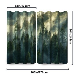Yanutan Green Forest Blackout Curtains for Bedroom/Living Room,2 Panels Sets Blackout Window Curtain,Simple Stylish Woodland Thermal Insulated Printed Curtains with Grommet,53" Wx96 L