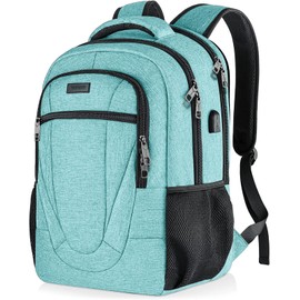 BIKROD Teal Backpack for Women and Men, Extra Large School Backpacks for Teens, Water Resistant Back Pack with USB Charging Port Fits 17 Inch Laptop, Business Anti Theft Sturdy Computer Bag Gifts