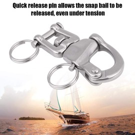 Panic Hook Dog Lead, Panic Snap Train Dog Sports, Panic Hook, Marine Boat Swivel Shackle, 316 Stainless Steel Jaw Swivel Snap Shackle with Small Steel Ring for Sailing Boat Spinnaker Halyard (70 mm)