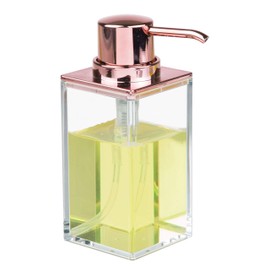 iDesign Clarity Plastic Soap Dispenser Pump for Body Moisturizer, Sanitizer or Aromatherapy Lotion in Bathroom, Kitchen, Bedroom, Vanity, 2.5" x 3.75" x 6.08", Rose Gold