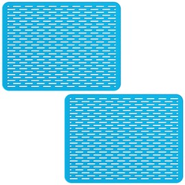 Bligli Mesh Sink Mat, 15.7 x 11.8inch Sink Prtector Mats for Kitchen Sinks, PVC Eco-Friendly Sink Protectors for Bottom of Sink, Fast Draining, Easy Cleaning, Clear Blue