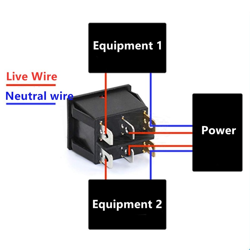 Oiyagai 5pcs KCD4 AC 250V 16A Red Light 6P Terminals