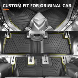 powoq Floor Mat Compatible with 2020-2025 Hyundai Palisade Cargo Mat TPE Trunk Mat Cargo Liner Replacement for 2020-2023 2024 2025 Hyundai Palisade Accessories (Cargo Mat+Floor Mat+Lower Trunk Mat)