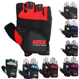 MRX Weight Lifting Gloves Pro Series Gym Fitness Workout Bodybuilding Leather Glove Men/Women Red (XXLarge)