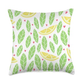 Carla's Vintage Blossoms & Bouquets Cute Floral Tropical Pattern Citrus Fruit Lemon Throw Pillow, 18x18, Multicolor