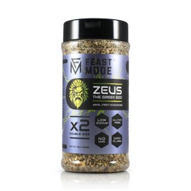 Zeus Greek Seasoning | Feast Mode Flavors 10oz Master Edition | Mediterranean Spice Blend | Low Sodium | Low Calorie | Zero Artificial Fillers Binders or Dyes | Natural Meal Prep Flavoring | Savory and Subtly Zesty Spice Mix With Oregano Basil Garlic great for Steak Lamb Chicken Pork Beef Fish Roasted Vegatables Rice Eggs and more!