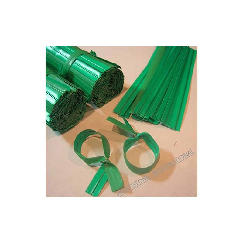 Weststone 1100pcs 4" x 1/4" Green Paper Twist Ties Wired