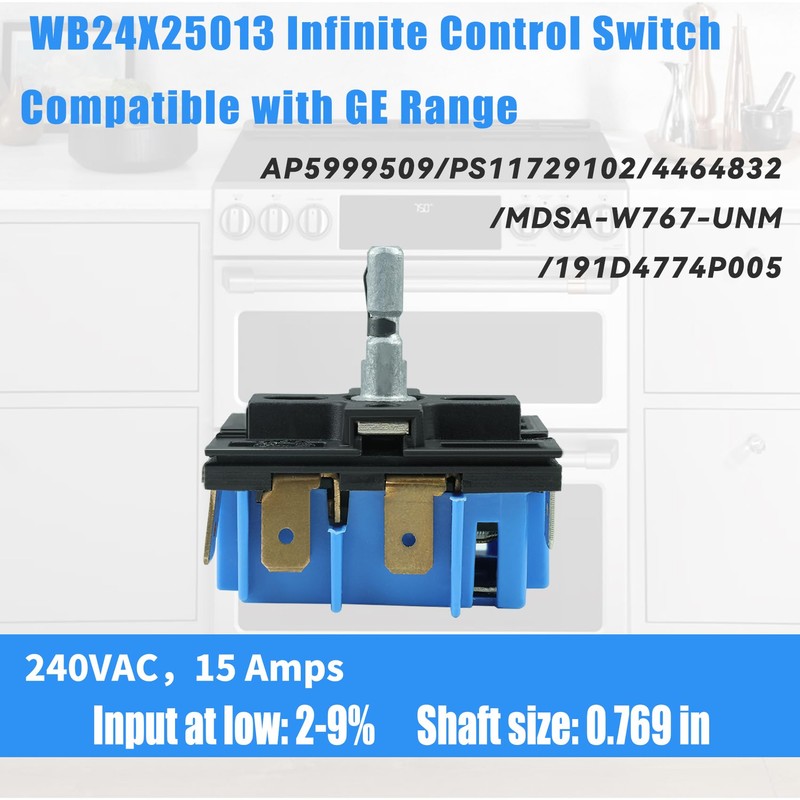 WB24X25013 Infinite Control Switch Replace for GE Range, 191d4774p005 Control