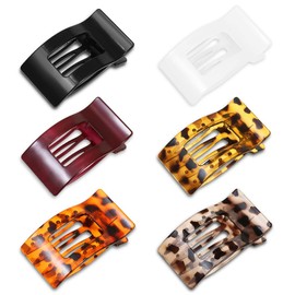 KAGNAL 6Pcs Flat Hair Clips for Women Large Flat Claw Clips for Women Thick Hair Strong Hold French Hair Clips Stylish Classic Hair Barrettes for Girls(Bright Color)