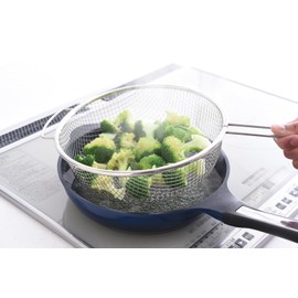 Ernest A-77729 Strainer, Compatible with Frying Pan, Handle Included, Colander, 9.4 inches (24 cm), Dishwasher Safe, Stainless Steel, Colander with Exquisite Mesh for Easy Draining