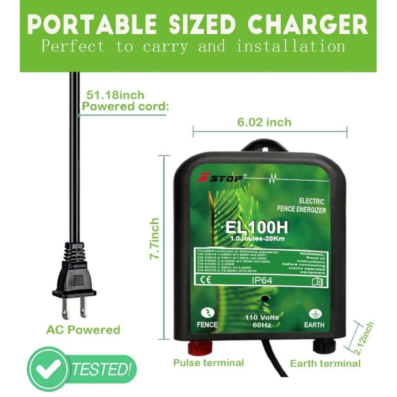 Electric Fence Energizer Full Set XSTOP EL100HSET for Horses and