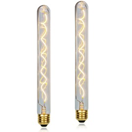 TIANFAN 2-Pack Vintage Led Bulb Long Test Tube T10 300mm Led Filament 4W Dimmable Edison Style Decorative Light Bulb 110-130V E26 Transparent