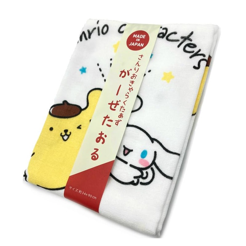 Hayashi Sanrio Characters Face Towel, Gauze Pile, Cinnamoroll & Pom