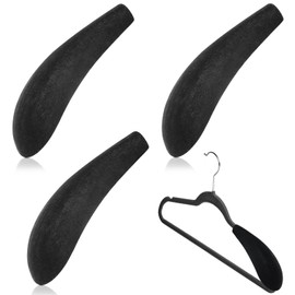 8 Pieces Velvet Hanger Shoulder Pads Over Hanger Pads Black Form Shoulder Shaper Protectors for Coat Sweaters Racks are Not Included, 0.21 Inch Thickness
