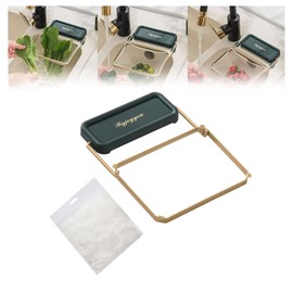 Kitchen Residue Filter Screen Holder with 50Pcs Sink Strainer Mesh Bag, Collapsible Sink Mesh Food Catcher Basket Filter, Square Bracket Corner Sink for Food Kitchen Waste Leftover