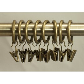 Urbanest Set of 16 Metal Curtain Drapery Clip Rings 1 Inch Diameter, Fits up to 3/4 Inch Rod, (Antique Brass)