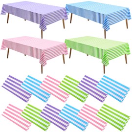 Oudain 12 Pack Assorted Color Plastic Tablecloth Disposable Plastic Tablecloth Colorful Rectangle Table Covers for Birthday Wedding Picnic Home Christmas Party Decorations, 4 Color, 54 x 108 Inch