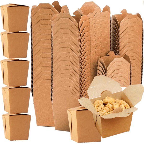 100 Pack 8Oz Chinese Take Out Boxes Kraft Paperboard to