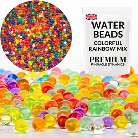 PINNACLE DYNAMICS Colorful Rainbow Mix Water Beads - 20,000 Pcs (100+ Grams) - 16mm - Biodegradable Gel Soil Beads - Decorative Water Balls for Stress Relief - Crystal Gel Balls as Vase Filler