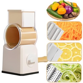 Eiflayn Vegetable Cutter, Kitchen Grater with Crank, Manual Vegetable Cutter, Drum Grater for Vegetables, Vegetable Slicer with 3 Interchangeable Blades, Suitable for Vegetables, Fruits, etc