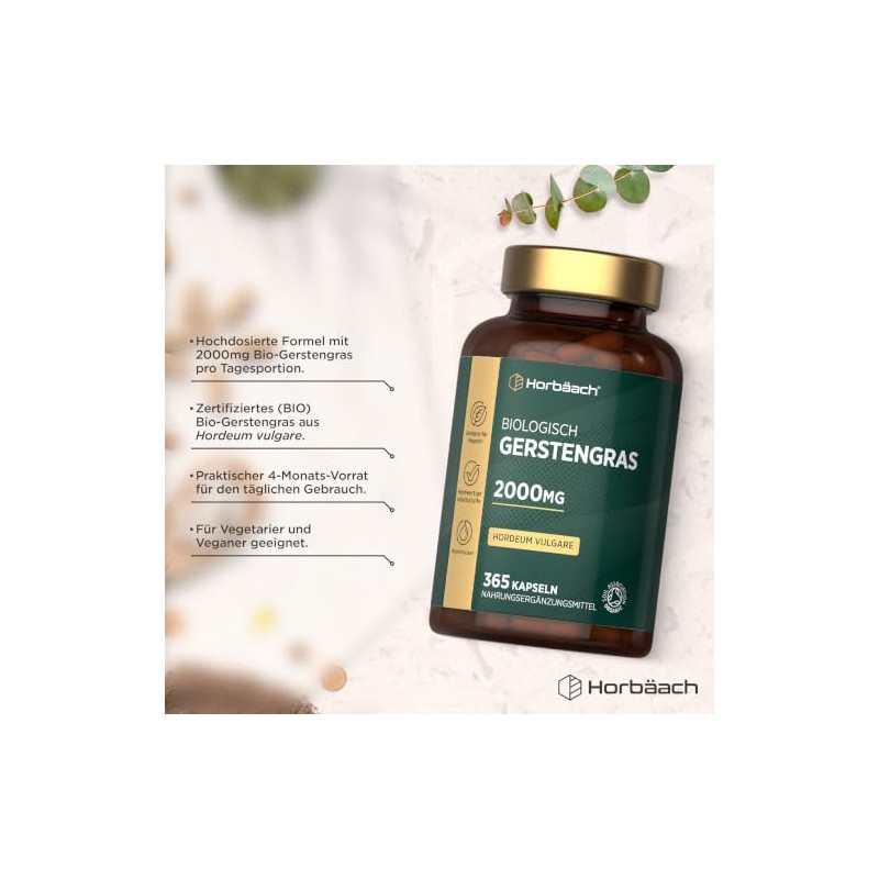 Organic Barley Grass Capsules 2000 mg | 666 mg per