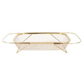Over The Sink Colander Strainer Basket Stainless Steel For Kitchen Sink with Handles Fine Mesh Expandable Kitchen Essentials Rectangle Gold