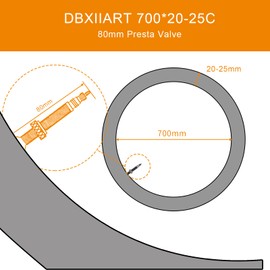 2 PCS Heavy Duty Bike Tubes 4 Packs 700x23 700x25C 48mm 80mm Road Bike Inner Tubes 23-622 25-622 Presta Valve (2 PCS 80mm)