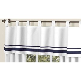White and Navy Hotel Modern Window Valance by Sweet Jojo Designs