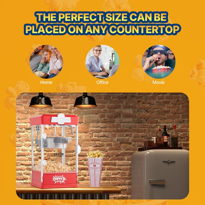 VEVOR Popcorn Maker, 480W Popcorn Popper Machine, 4 Oz Kettle