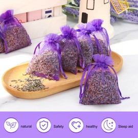 36 Pack Dried Lavender Sachets Bag, 100% Natural Dried French Lavender Buds Long-Lasting Fragrance for Closets, Drawers, Homes