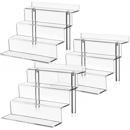 YIDITTHOPE 9 Inch Acrylic Shelf in 3 Pack, 4 Tier Perfume Organizer Cologne Organizer, Funko POP Shelves Tiered Riser Display Stand, Acrylic Display for Decoration and Organizer