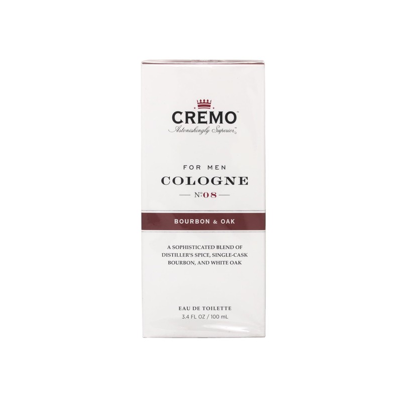 Cremo Cologne for Men No. 8 Bourbon & Oak, 3.4