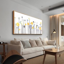 MHARTK66 Large Canvas Wall Art - Wood Framed Decor for Living Room, Bedroom, Office - Boho Watercolor Flower Painting - Abstract Artwork Ready to Hang - Modern Mural