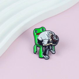 Crying In Frog Chair Pin Brooch, Sad Meme Enamel Pin, Sad Mood Gift Anxious Friend, Emotional Breakdown Lapel Badge, Weird Frog Humor Brooches, Depressed Mood Decorative Jewelry Accessories For Bag Jacket Hat
